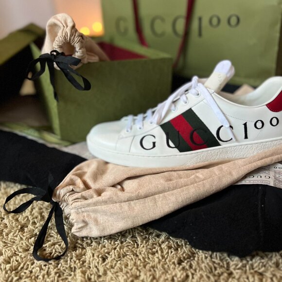 GUCCI ACE LIMITED EDITION SNEAKERS 100TH ANNIV - MENS SIZE 11.5-12 USA (RARE) - Picture 10 of 10
